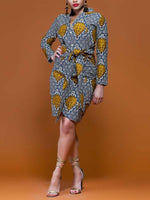 Load image into Gallery viewer, Women&#39;s ethnic print waist tie dress
