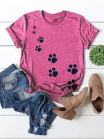 Load image into Gallery viewer, Women&#39;s Cute Dog Paw Print Short Sleeve T-Shirt
