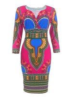 Load image into Gallery viewer, Women&#39;s African Ethnic Style 3/4-Sleeve V-Neck Dress
