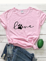 Load image into Gallery viewer, Casual round neck dog paw print t-shirt
