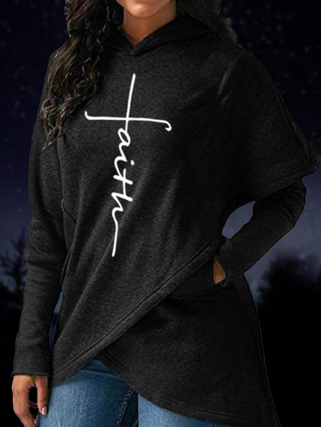 Women's Faith Printed Pocket Hoodie