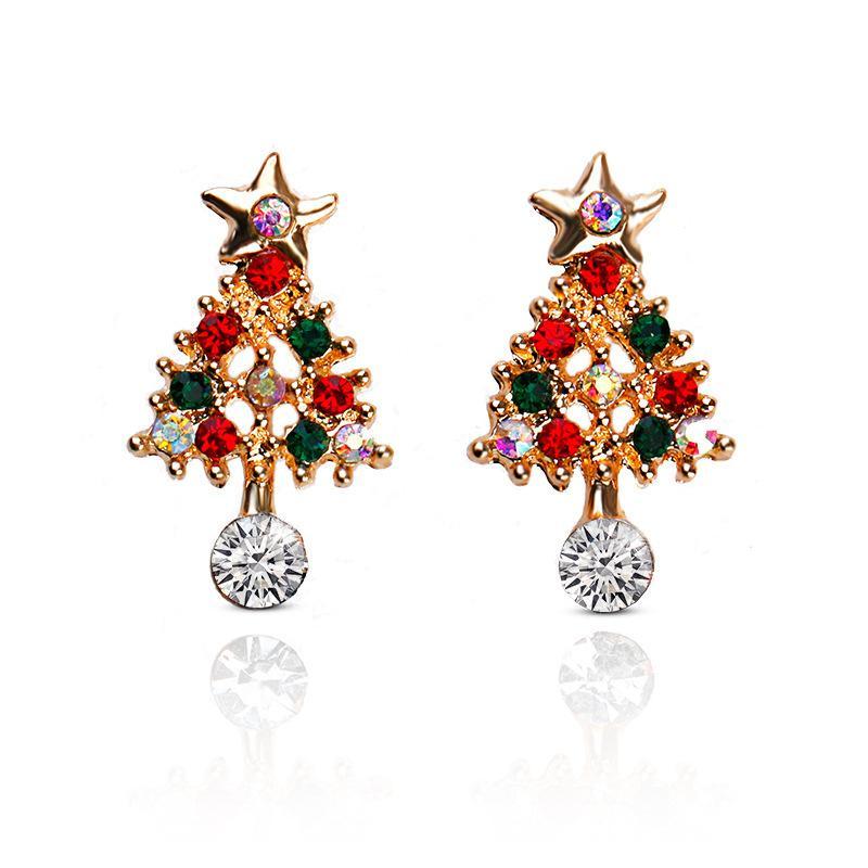 Christmas Ornaments Diamond Christmas Tree Earrings