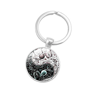 Dog Footprint Glass Pendant Keychain