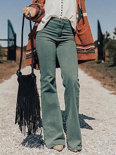 Ladies Fashion High Waist Stretch Thin Loose Flared Pants New Product Jeans