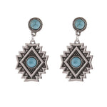 Load image into Gallery viewer, Vintage Thai Silver Dragon Crystal Turquoise Earrings
