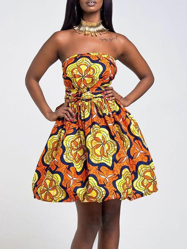 Sexy Printed Irregular Backless Strap Dress