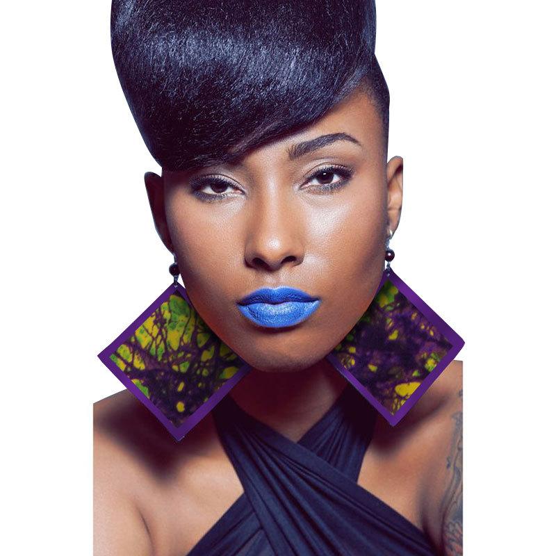 African print ethnic style retro earrings fashion geometric leaf earrings