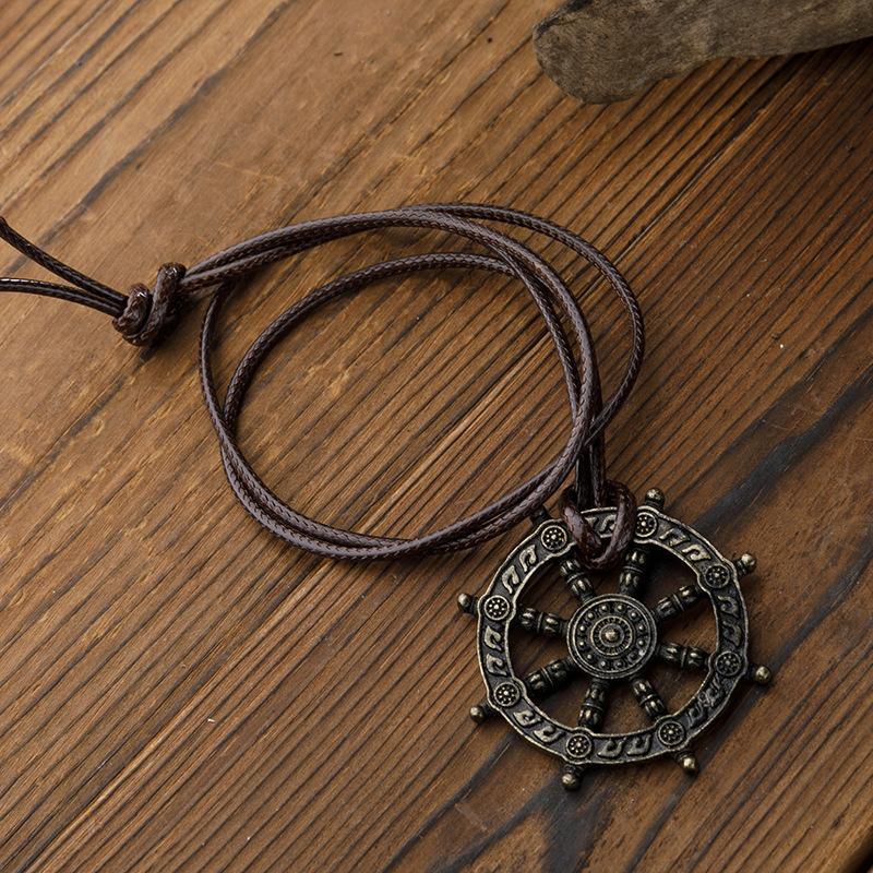 Ethnic Style "Wheel of Life" Bronze Necklace