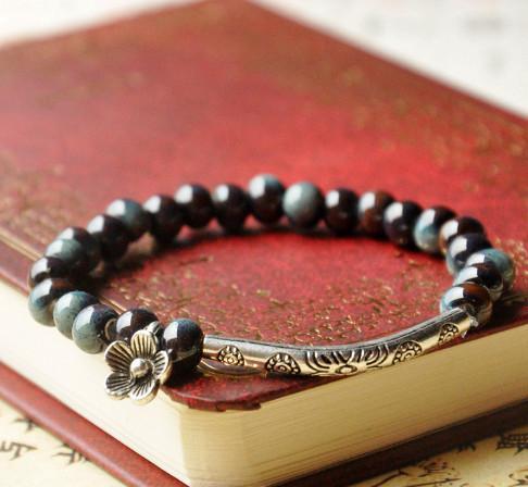 Ethnic style ceramic bracelet flower glaze bead bracelet