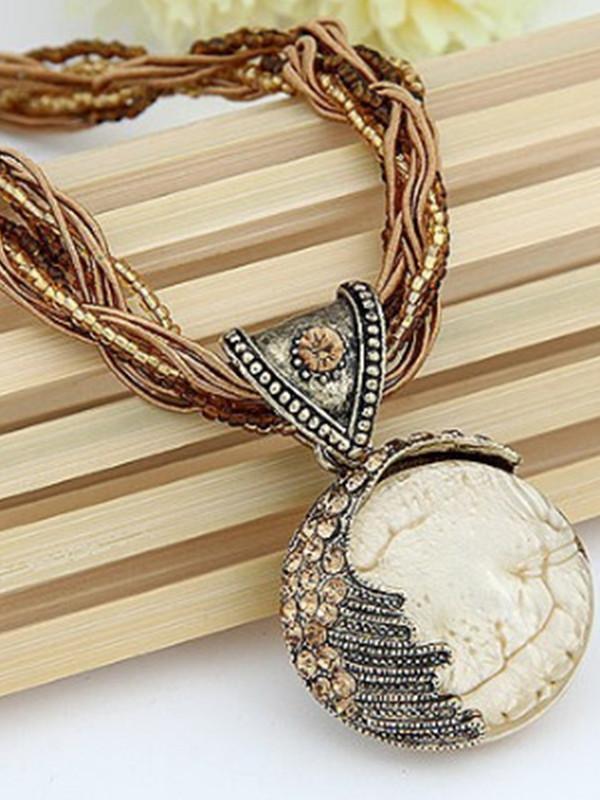 Bohemian Necklace Ethnic Style Rice Beads Weave Retro Necklace Sweater Chain