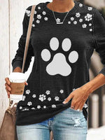 Load image into Gallery viewer, Cute dog paw print long sleeve casual sweatshirt
