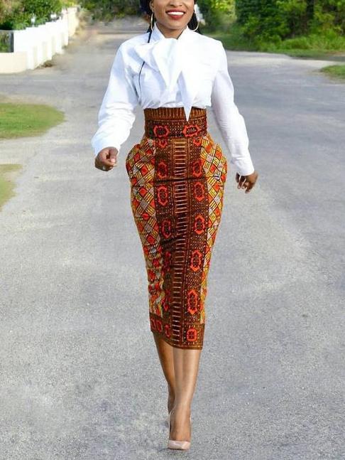 Ethnic printed long hip skirt