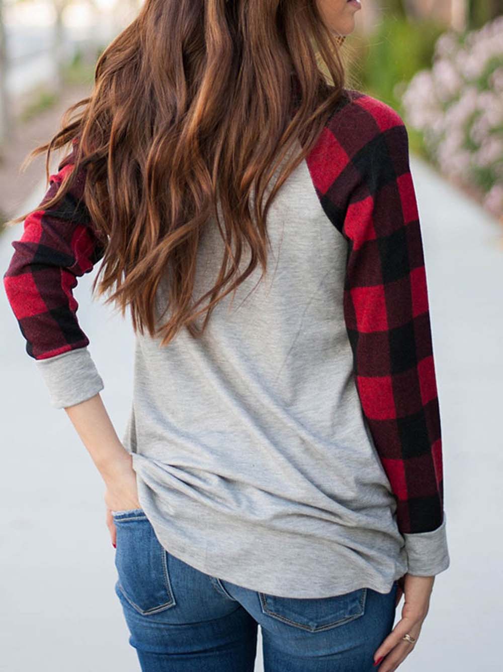 Women's Just Breathe Dandelion Print Check Sleeve T-Shirt