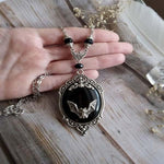 Load image into Gallery viewer, Halloween personality bat black gem necklace
