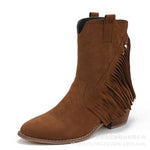 Load image into Gallery viewer, Women&#39;s Retro Fringed Mid-heel Platform Martin Boots

