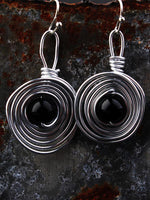 Load image into Gallery viewer, Natural bead Infinity Ring Earrings Vintage Punk Metal Winding Earrings
