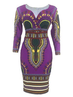 Load image into Gallery viewer, Women&#39;s African Ethnic Style 3/4-Sleeve V-Neck Dress

