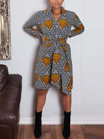 Load image into Gallery viewer, Women&#39;s ethnic print waist tie dress
