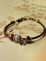 Load image into Gallery viewer, Ethnic style ceramic beads flower women&#39;s hand-woven bracelet
