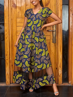 Load image into Gallery viewer, Ethnic print loose stitching dress
