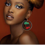 Load image into Gallery viewer, Map hollow wooden big earrings
