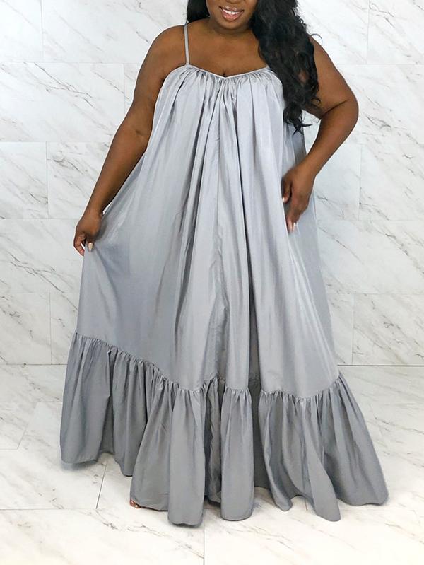 Sexy Solid Color Suspender Dress