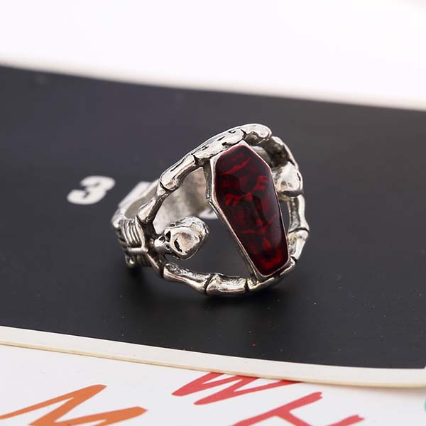 Halloween skull coffin ring