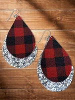 Load image into Gallery viewer, Buffalo Plaid Leather Earrings
