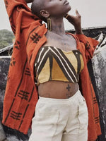 Load image into Gallery viewer, National printed cotton and linen pocket cardigan
