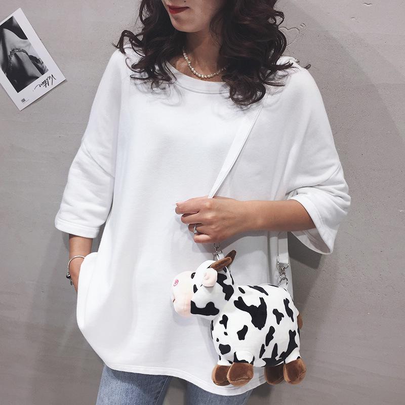 Cow plush bag personality cute messenger bag student cartoon mobile phone shoulder bag