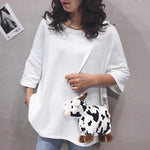 Load image into Gallery viewer, Cow plush bag personality cute messenger bag student cartoon mobile phone shoulder bag
