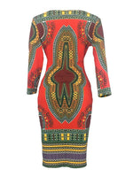 Load image into Gallery viewer, Women&#39;s African Ethnic Style 3/4-Sleeve V-Neck Dress
