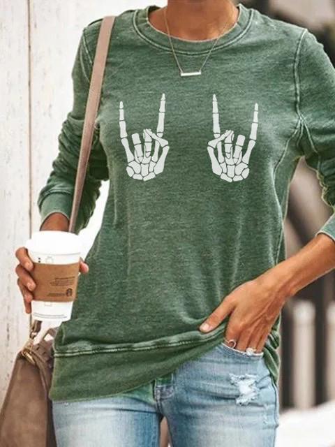 Women's Rock On Skeleton Hands T-shirt