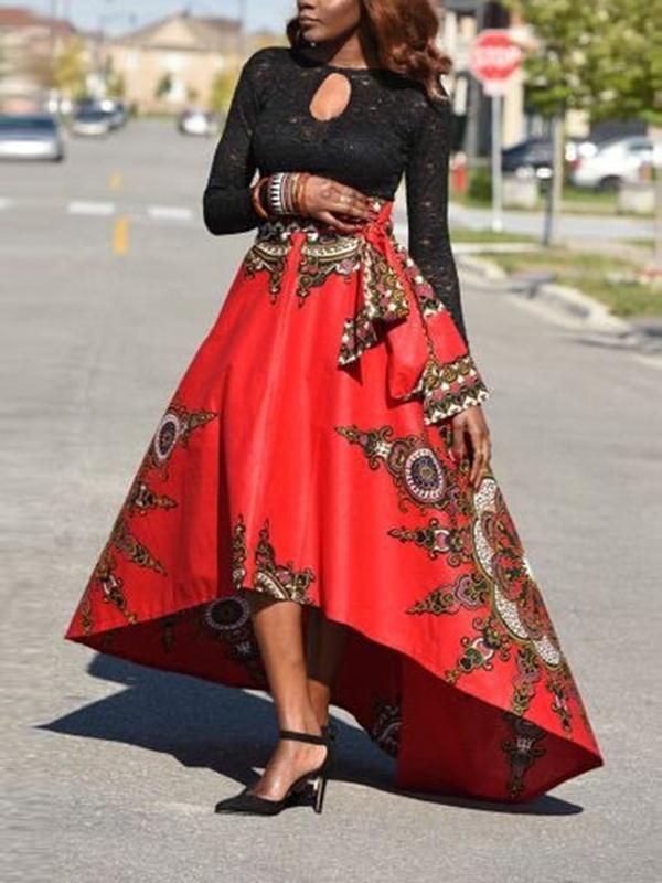 Fashion printed irregular skirt