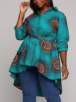Load image into Gallery viewer, Women&#39;s African Print Irregular Hem Shirt

