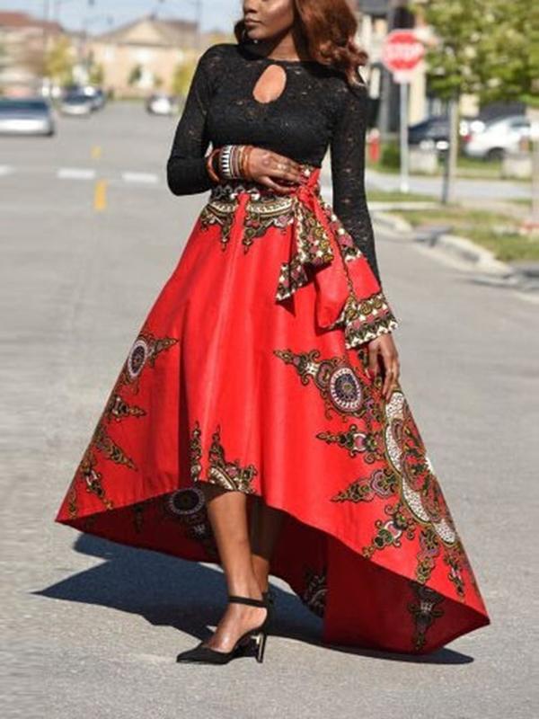 Fashion printed irregular skirt