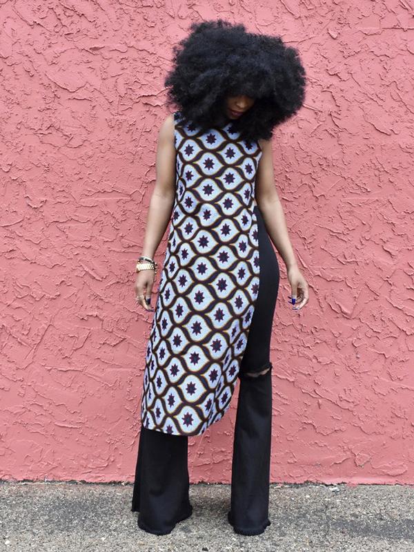 Ethnic Print Sleeveless Irregular Top