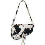 Load image into Gallery viewer, Cow stripe one - shoulder saddle hand bag
