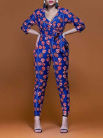 Load image into Gallery viewer, Sexy printed three-quarter sleeve jumpsuit

