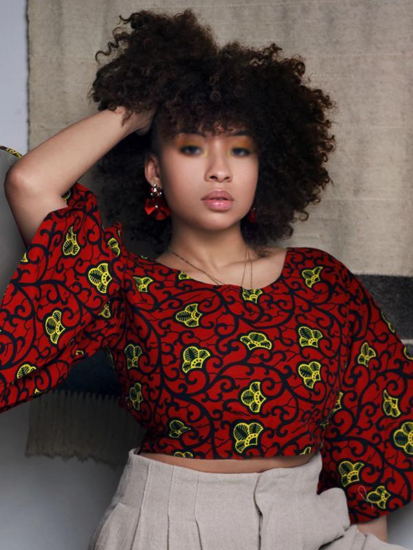 Sexy open back lotus sleeve top