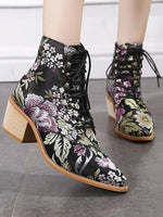 Load image into Gallery viewer, Ladies Embroidered Print Block Heel Shoes
