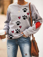 Load image into Gallery viewer, Women&#39;s casual round neck dog paw print sweater
