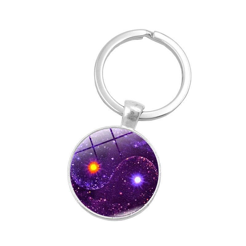 Dog Footprint Glass Pendant Keychain