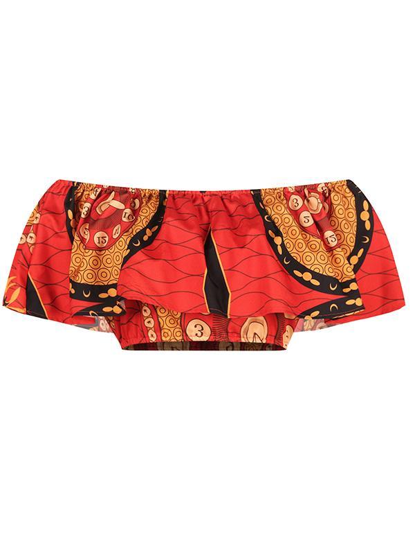 Fashion African Print Slotted Neck Top Split Long Skirt Two Piece Set