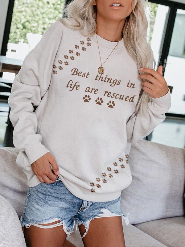 Women's casual dog paw print sweatshirt