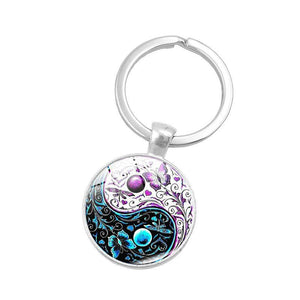 Dog Footprint Glass Pendant Keychain