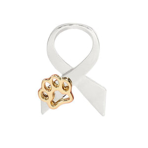 Personalized Bowtie Ribbon Dog Paw Brooch
