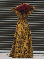 Load image into Gallery viewer, Retro Flared Sleeve African Print Lace-up Maxi Dress

