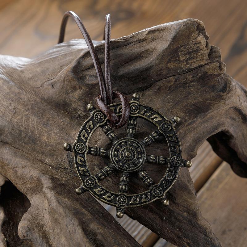 Ethnic Style "Wheel of Life" Bronze Necklace