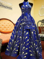 Load image into Gallery viewer, Ladies Elegant Blue African Print Ankara Dress
